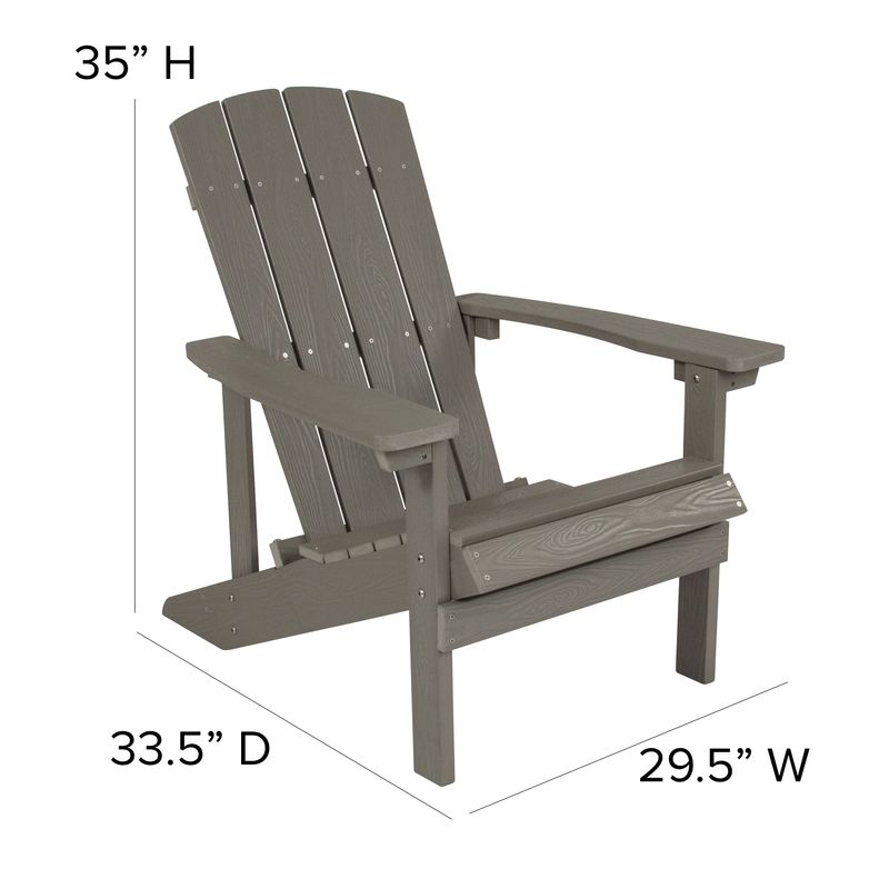 Flash Furniture Charlestown AllWeather Poly Resin Wood Adirondack Chairs Gray Set Of 2 Chairs