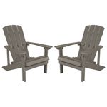 Flash Furniture Charlestown AllWeather Poly Resin Wood Adirondack Chairs Gray Set Of 2 Chairs