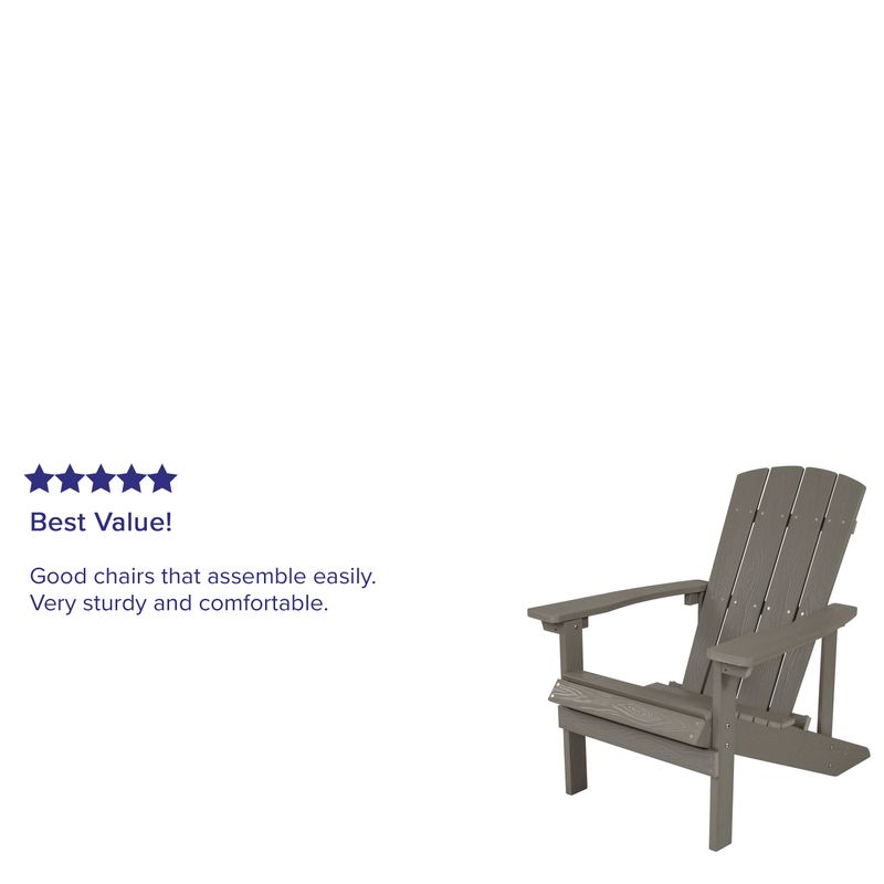 Flash Furniture Charlestown AllWeather Poly Resin Wood Adirondack Chairs Gray Set Of 2 Chairs