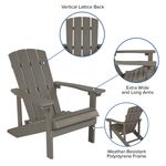 Flash Furniture Charlestown AllWeather Poly Resin Wood Adirondack Chairs Gray Set Of 2 Chairs