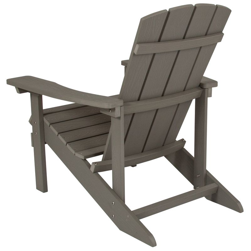 Flash Furniture Charlestown AllWeather Poly Resin Wood Adirondack Chairs Gray Set Of 2 Chairs