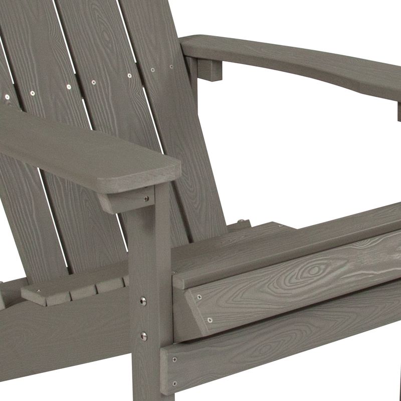 Flash Furniture Charlestown AllWeather Poly Resin Wood Adirondack Chairs Gray Set Of 2 Chairs