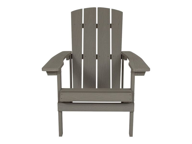 Flash Furniture Charlestown AllWeather Poly Resin Wood Adirondack Chairs Gray Set Of 2 Chairs