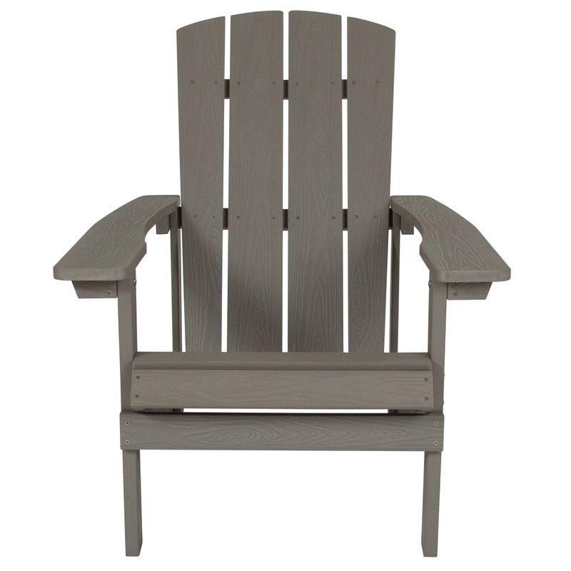 Flash Furniture Charlestown AllWeather Poly Resin Wood Adirondack Chairs Gray Set Of 2 Chairs