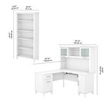 Bush Business Furniture Somerset 60W LShaped Corner Desk With Hutch And 5Shelf Bookcase White Standard Delivery