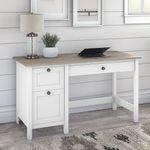 Bush Furniture Mayfield 54W Computer Desk With Drawers Pure WhiteShiplap Gray Standard Delivery