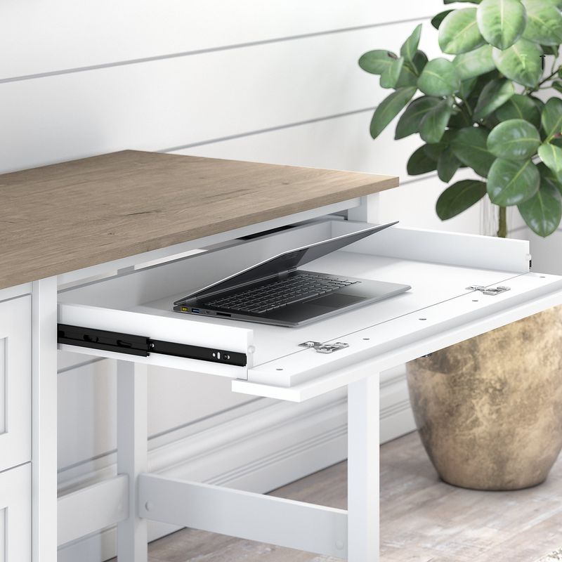 Bush Furniture Mayfield 54W Computer Desk With Drawers Pure WhiteShiplap Gray Standard Delivery