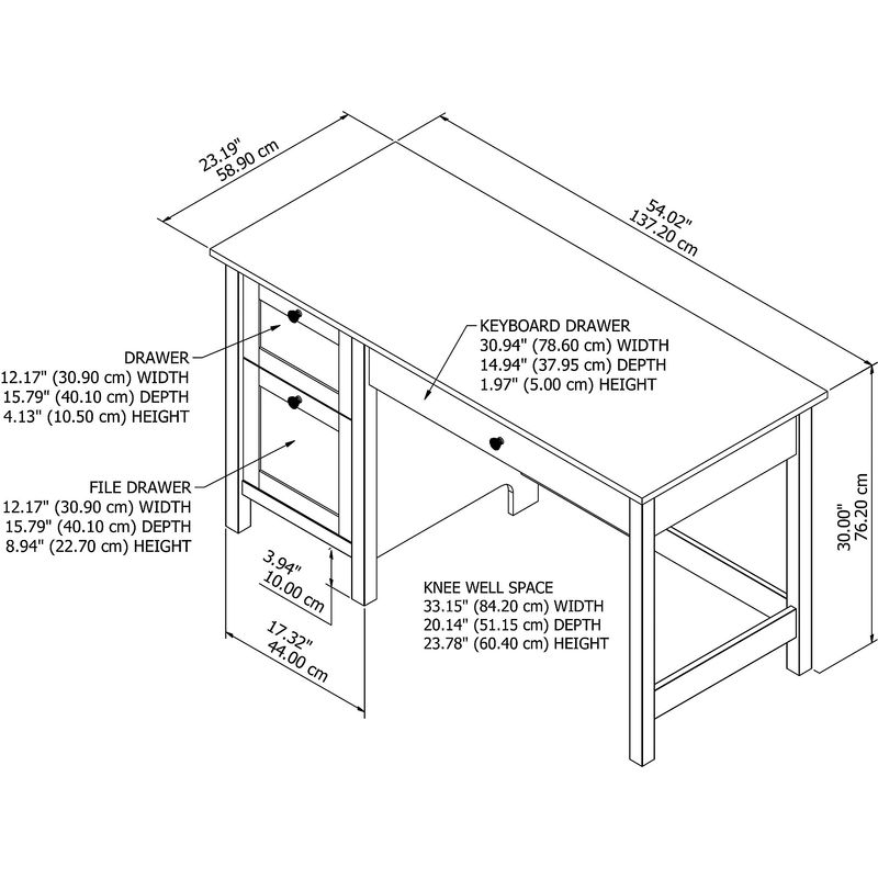 Bush Furniture Mayfield 54W Computer Desk With Drawers Pure WhiteShiplap Gray Standard Delivery