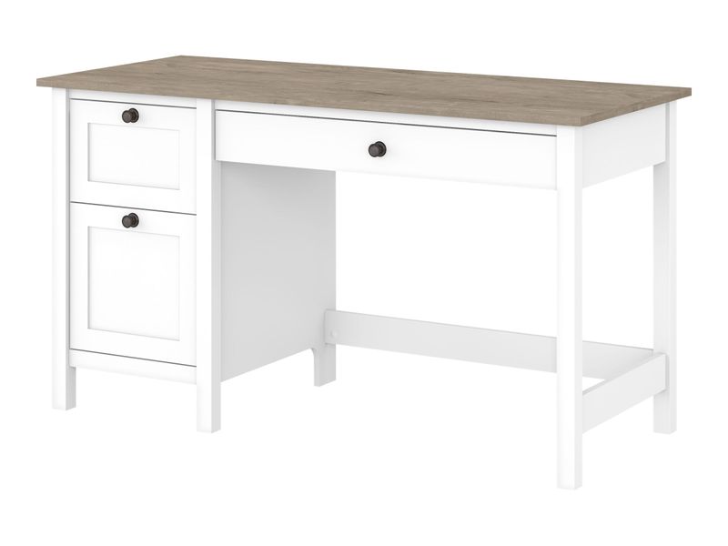 Bush Furniture Mayfield 54W Computer Desk With Drawers Pure WhiteShiplap Gray Standard Delivery