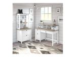 Bush Furniture Mayfield 54W Computer Desk With Drawers Pure WhiteShiplap Gray Standard Delivery