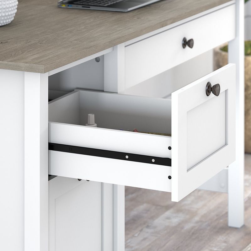 Bush Furniture Mayfield 54W Computer Desk With Drawers Pure WhiteShiplap Gray Standard Delivery
