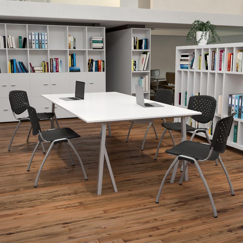 Flash Furniture HERCULES Series Plastic Stack Chairs Black Set Of 5 Chairs