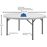 Lorell Banquet Folding Table Round Top x 60 Table Top Diameter 293H PlatinumGray