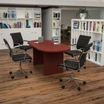 Flash Furniture Oval Conference Table Set with 4 Ribbed Executive Chairs Cherry