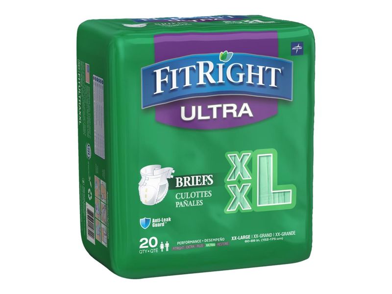 FitRight Ultra Briefs XXLarge 60  69 Green 20 Briefs Per Bag Case Of 4 Bags