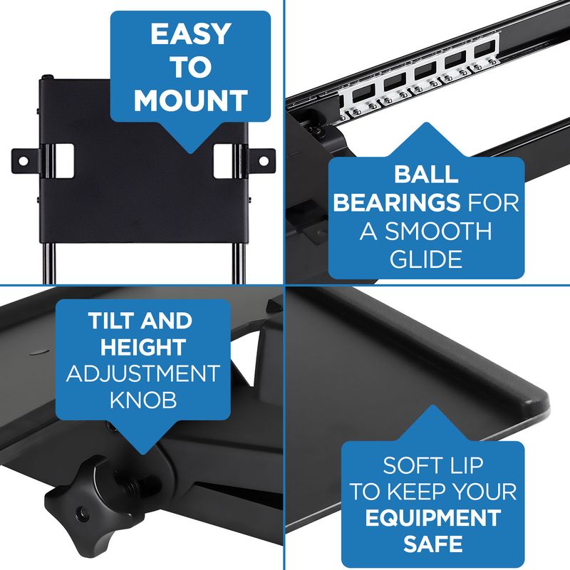 MountIt MI7135 Under Desk Computer Keyboard And Mouse Tray 26 Black