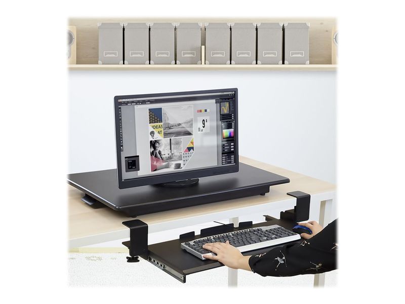 MountIt Clamp Keyboard Tray 12H x 4W x 29D Black MI7143