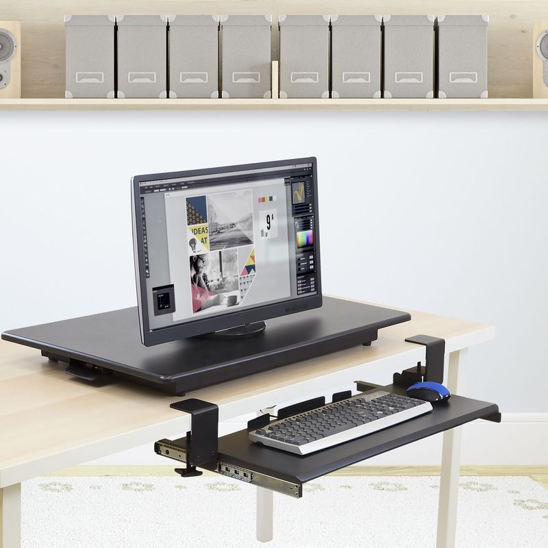 MountIt Clamp Keyboard Tray 12H x 4W x 29D Black MI7143