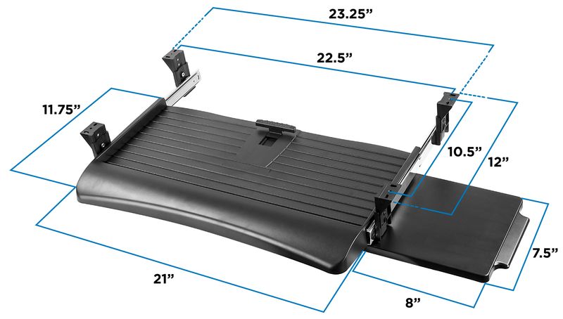 MountIt MI7136 Clamp Sliding Keyboard Tray 27 Black