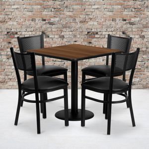 Flash Furniture Square Table And 4 Grid-Back Chairs