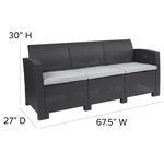 Flash Furniture Faux Rattan Outdoor Sofa With AllWeather Cushions Dark Gray
