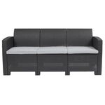 Flash Furniture Faux Rattan Outdoor Sofa With AllWeather Cushions Dark Gray