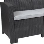 Flash Furniture Faux Rattan Outdoor Sofa With AllWeather Cushions Dark Gray
