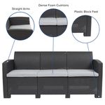 Flash Furniture Faux Rattan Outdoor Sofa With AllWeather Cushions Dark Gray