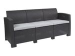 Flash Furniture Faux Rattan Outdoor Sofa With AllWeather Cushions Dark Gray