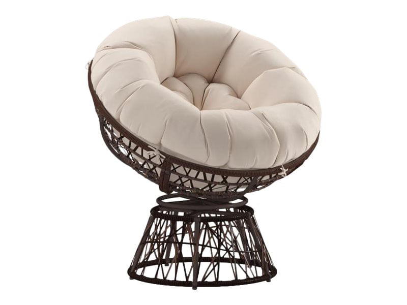 Flash Furniture Bowie Comfort Series Swivel Patio Chair With Cushion BeigeBrown