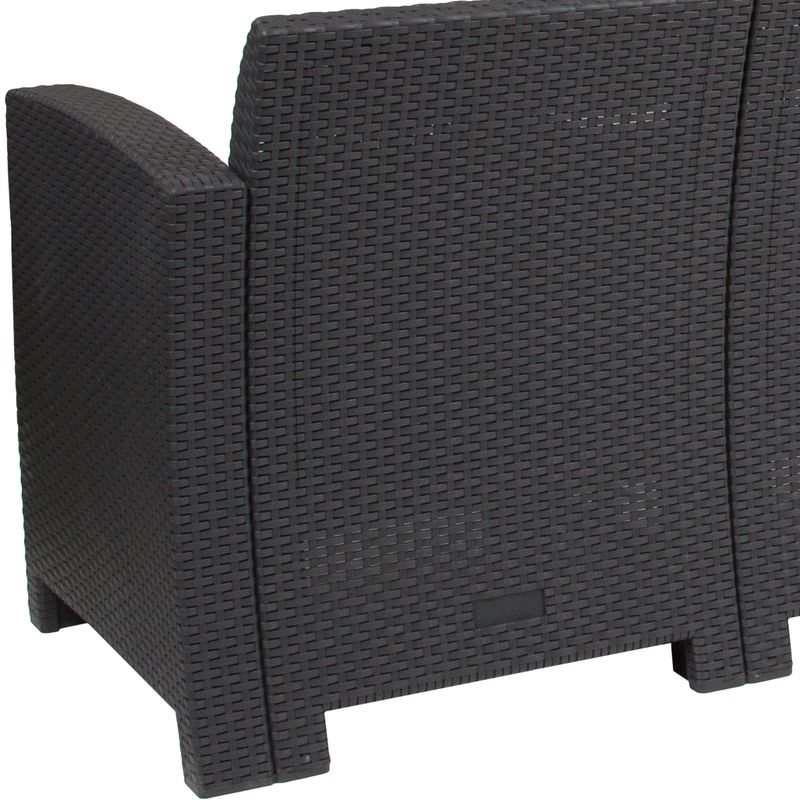 Flash Furniture Faux Rattan Outdoor Sofa With AllWeather Cushions Dark Gray