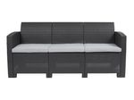 Flash Furniture Faux Rattan Outdoor Sofa With AllWeather Cushions Dark Gray