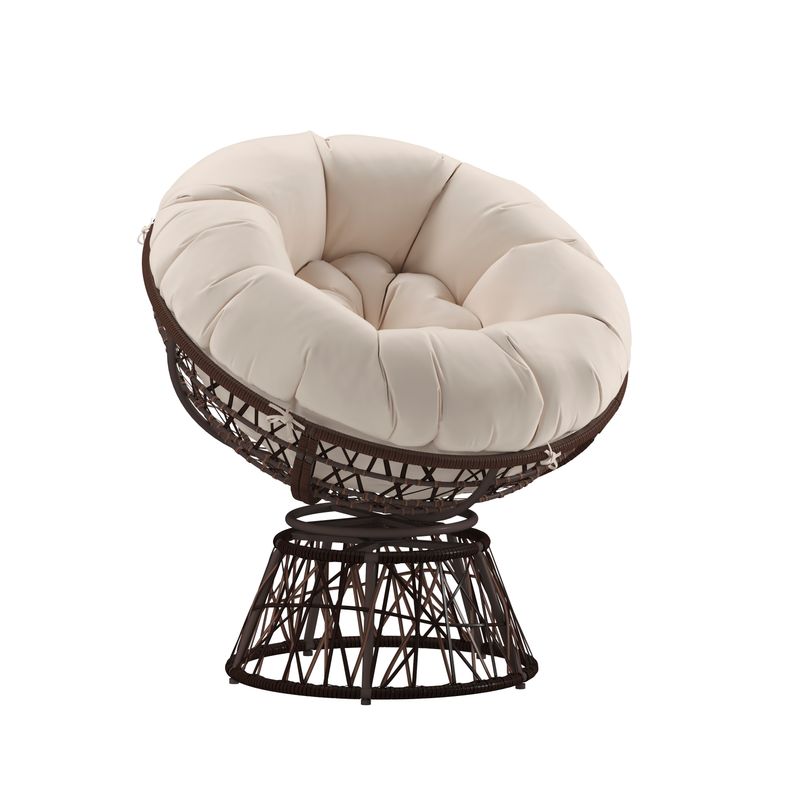 Flash Furniture Bowie Comfort Series Swivel Patio Chair With Cushion BeigeBrown
