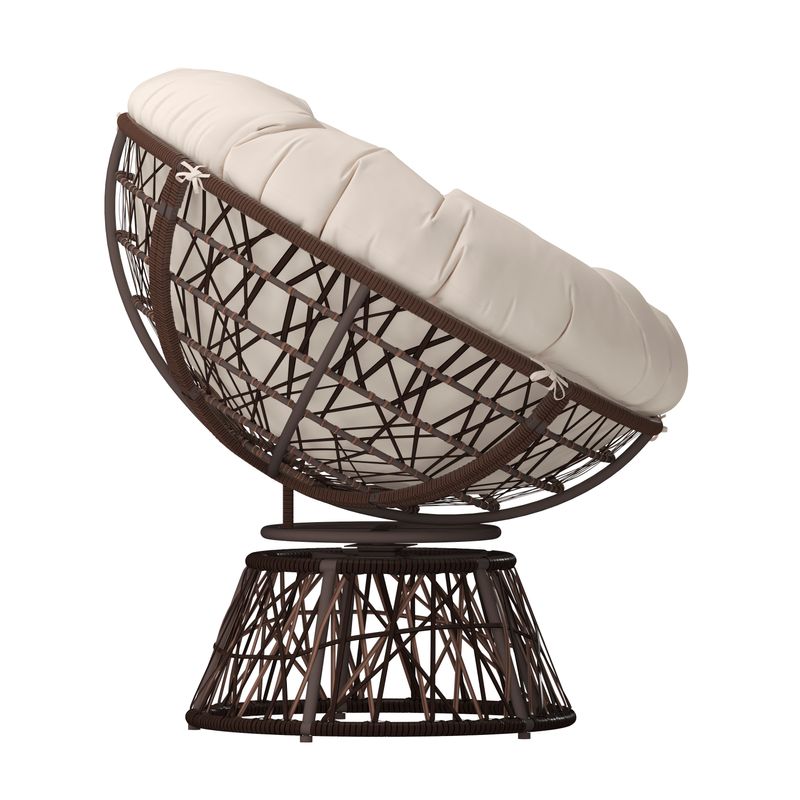Flash Furniture Bowie Comfort Series Swivel Patio Chair With Cushion BeigeBrown