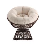 Flash Furniture Bowie Comfort Series Swivel Patio Chair With Cushion BeigeBrown