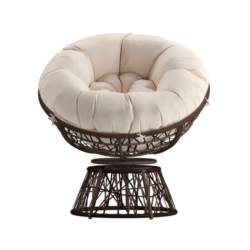 Flash Furniture Bowie Comfort Series Swivel Patio Chair With Cushion BeigeBrown