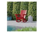 Flash Furniture Halifax AllWeather Adirondack Chair with Cup Holder and PullOut Ottoman Red