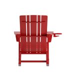 Flash Furniture Halifax AllWeather Adirondack Chair with Cup Holder and PullOut Ottoman Red