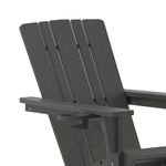 Flash Furniture Halifax AllWeather Adirondack Chair with Cup Holder and PullOut Ottoman Gray