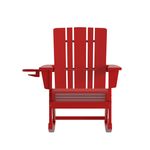 Flash Furniture Halifax AllWeather Adirondack Chair with Cup Holder and PullOut Ottoman Red