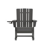 Flash Furniture Halifax AllWeather Adirondack Chair with Cup Holder and PullOut Ottoman Gray