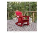 Flash Furniture Halifax AllWeather Adirondack Chair with Cup Holder and PullOut Ottoman Red
