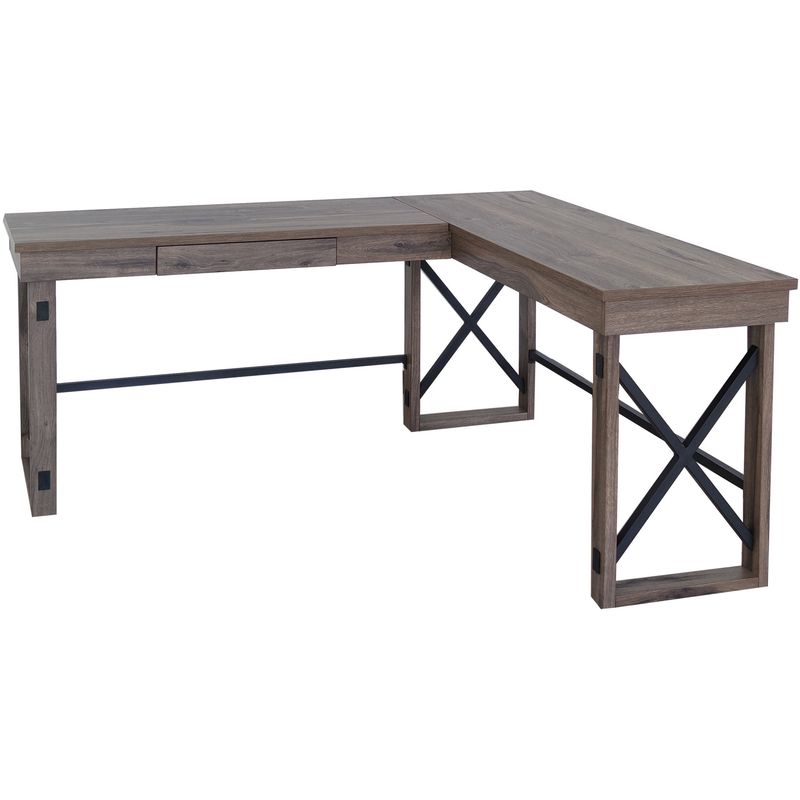 LYS LShaped Industrial Desk  Lshaped Top  200 lb Capacity  5213 Table Topx 1975 Table Top Depth  DK100LRGK
