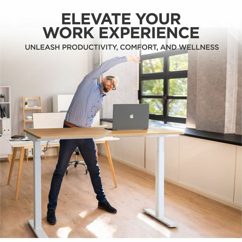 Uncaged Ergonomics Rise Up Electric 48W Adjustable Height Standing Desk Natural Bamboo