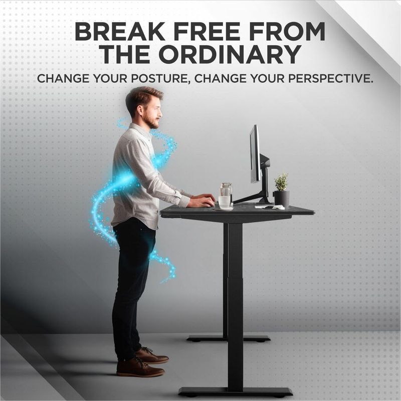 Uncaged Ergonomics Rise Up Electric 48W Adjustable Height Standing Desk Black