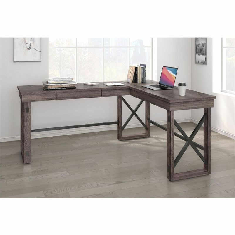LYS LShaped Industrial Desk  Lshaped Top  200 lb Capacity  5213 Table Topx 1975 Table Top Depth  DK100LRGK