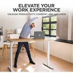 Rise Up Electric Standing Desk 60x30 Natural Bamboo Desktop Dual Motors Adjustable Height White Frame 26516 with memory