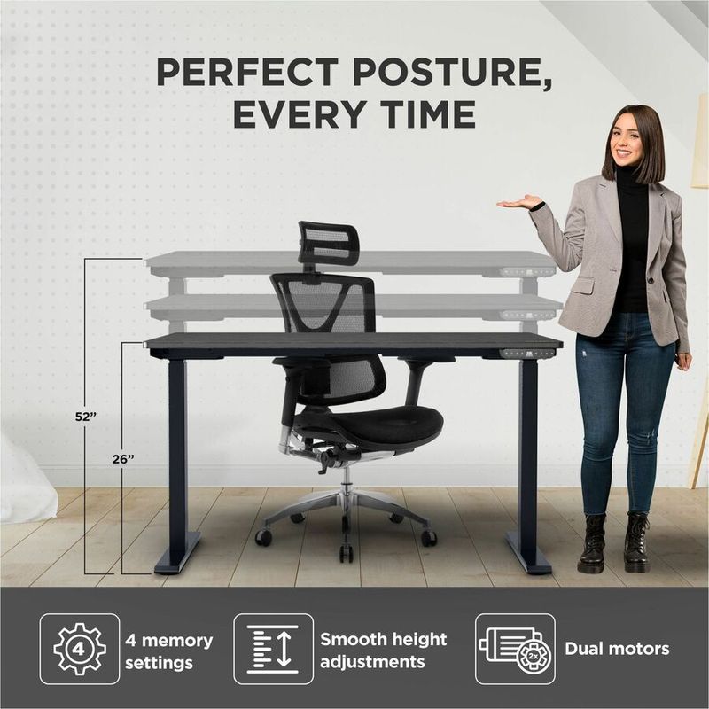 Uncaged Ergonomics Rise Up Electric 48W Adjustable Height Standing Desk Black