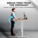 Rise Up Electric Standing Desk 60x30 Natural Bamboo Desktop Dual Motors Adjustable Height White Frame 26516 with memory