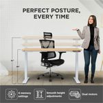 Rise Up Electric Standing Desk 60x30 Natural Bamboo Desktop Dual Motors Adjustable Height White Frame 26516 with memory